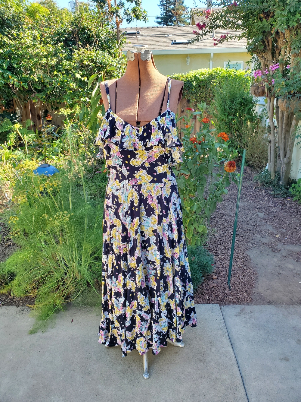 Trashy Diva Black Cinderella Maxi Dress with Pastel Yellow & Pink